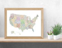 Load image into Gallery viewer, US State Flower Map Art Print