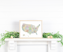 Load image into Gallery viewer, US State Flower Map Art Print