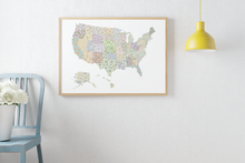 Load image into Gallery viewer, US State Flower Map Art Print