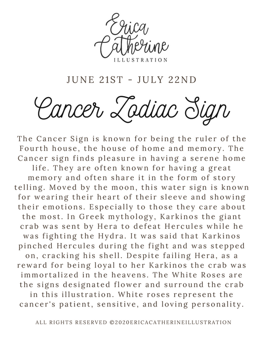 Cancer Zodiac Sign Print - Seconds Sale