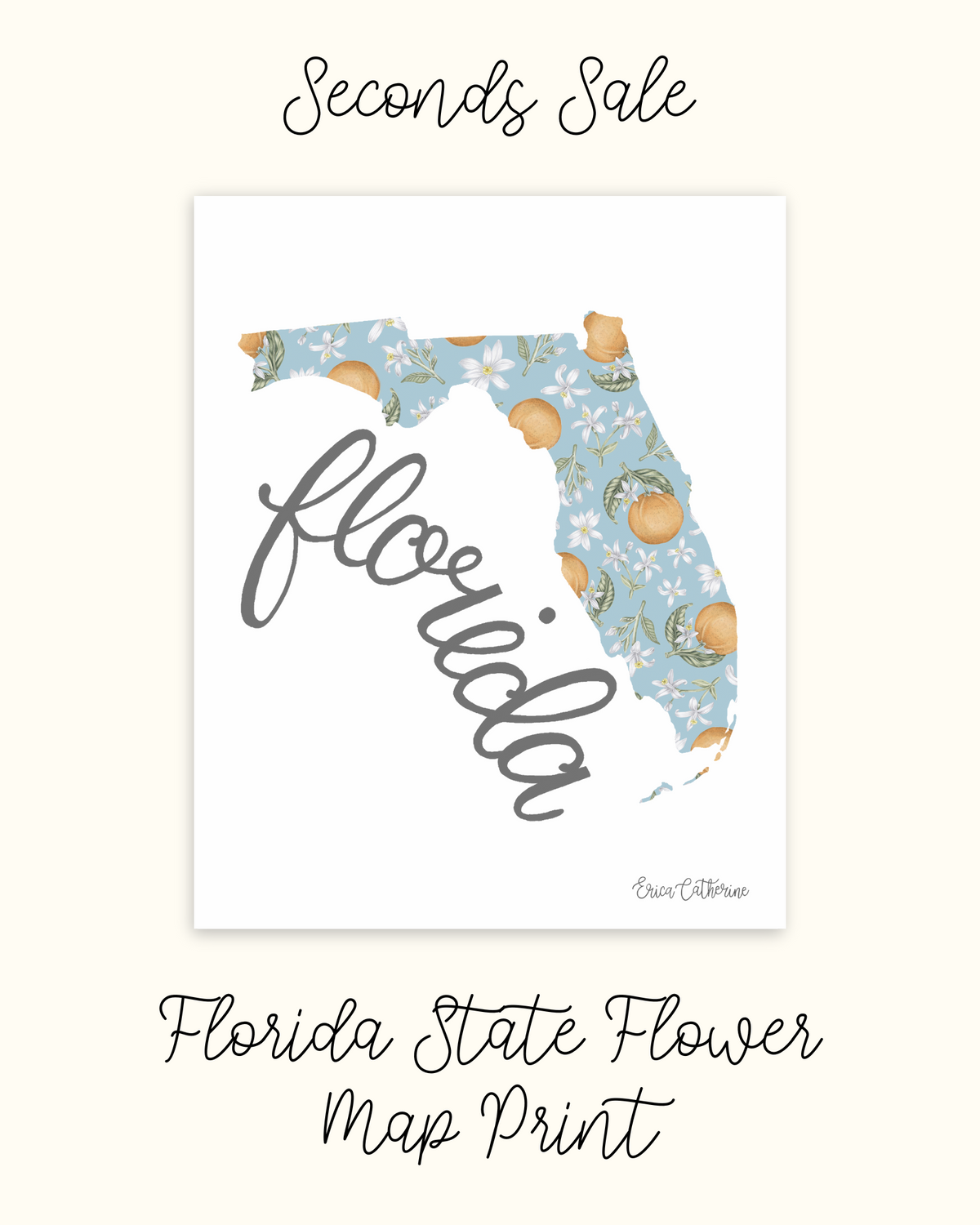 Florida State Flower Map Print - Seconds Sale