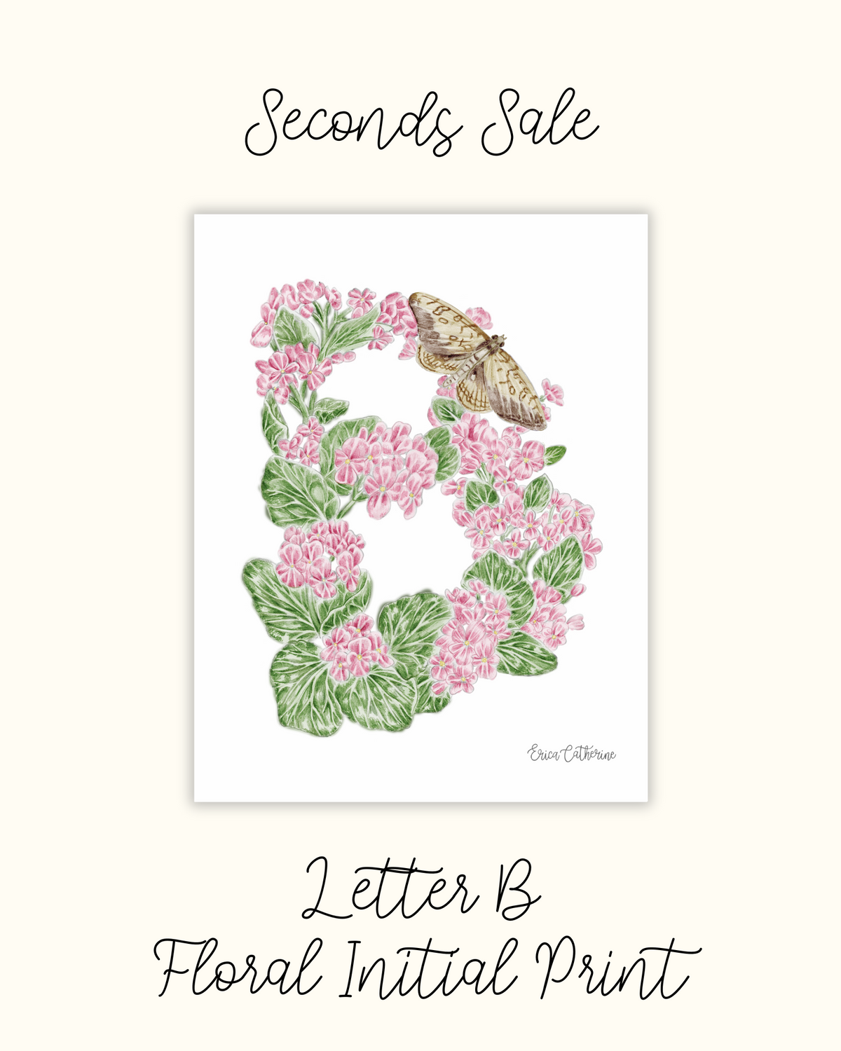 Letter B Floral Alphabet Print - Second Sale