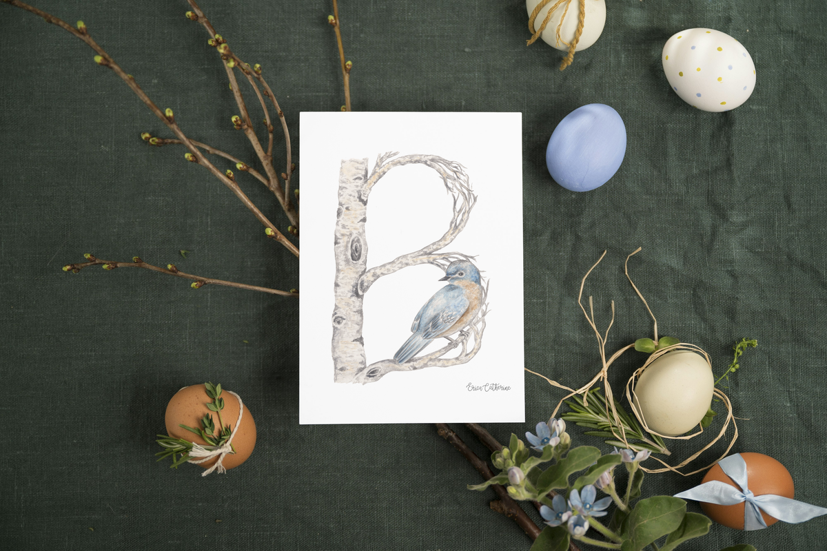 Letter B Woodland Alphabet Fine Art Print