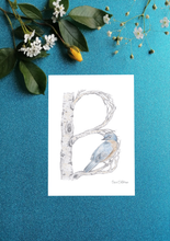 Load image into Gallery viewer, Letter B Woodland Alphabet Fine Art Print