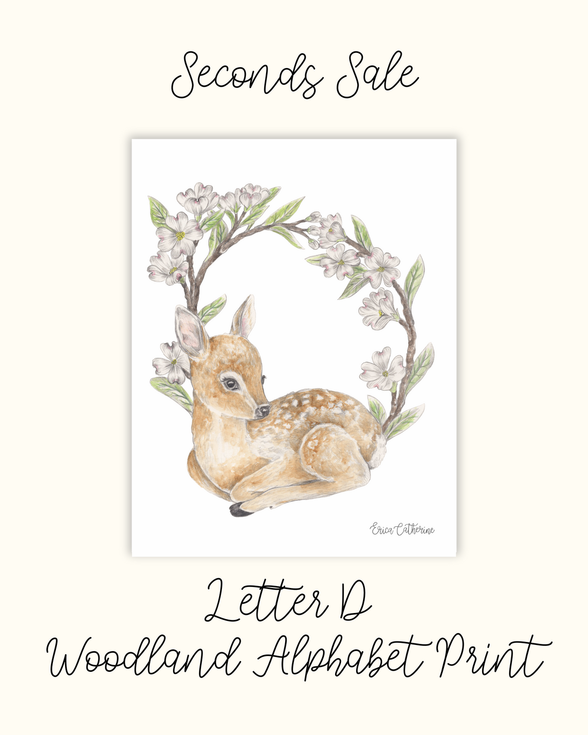 Letter D Woodland Initial Print - Seconds Sale
