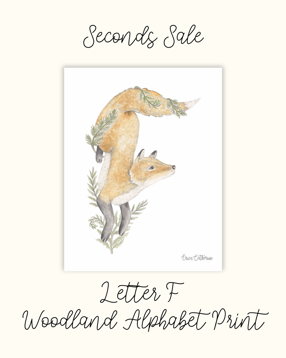 Letter F Woodland Initial Print - Seconds Sale