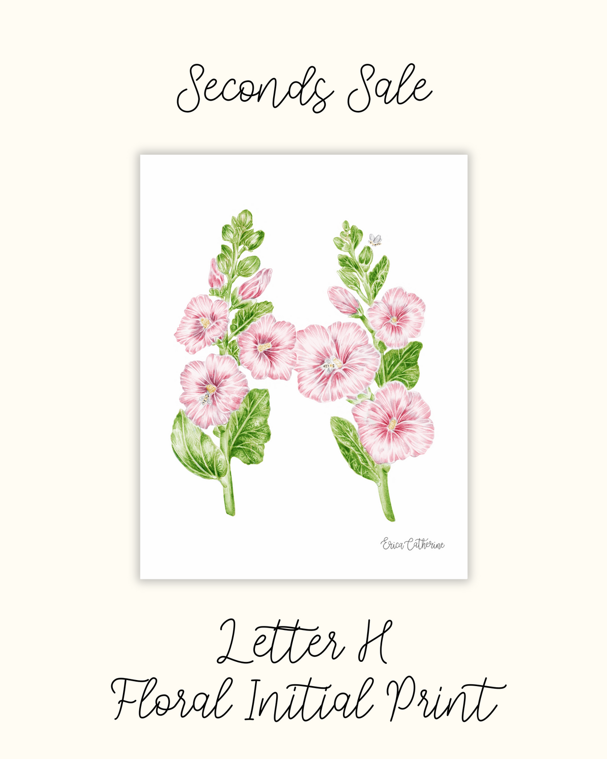 Letter H Floral Alphabet Print - Seconds Sale