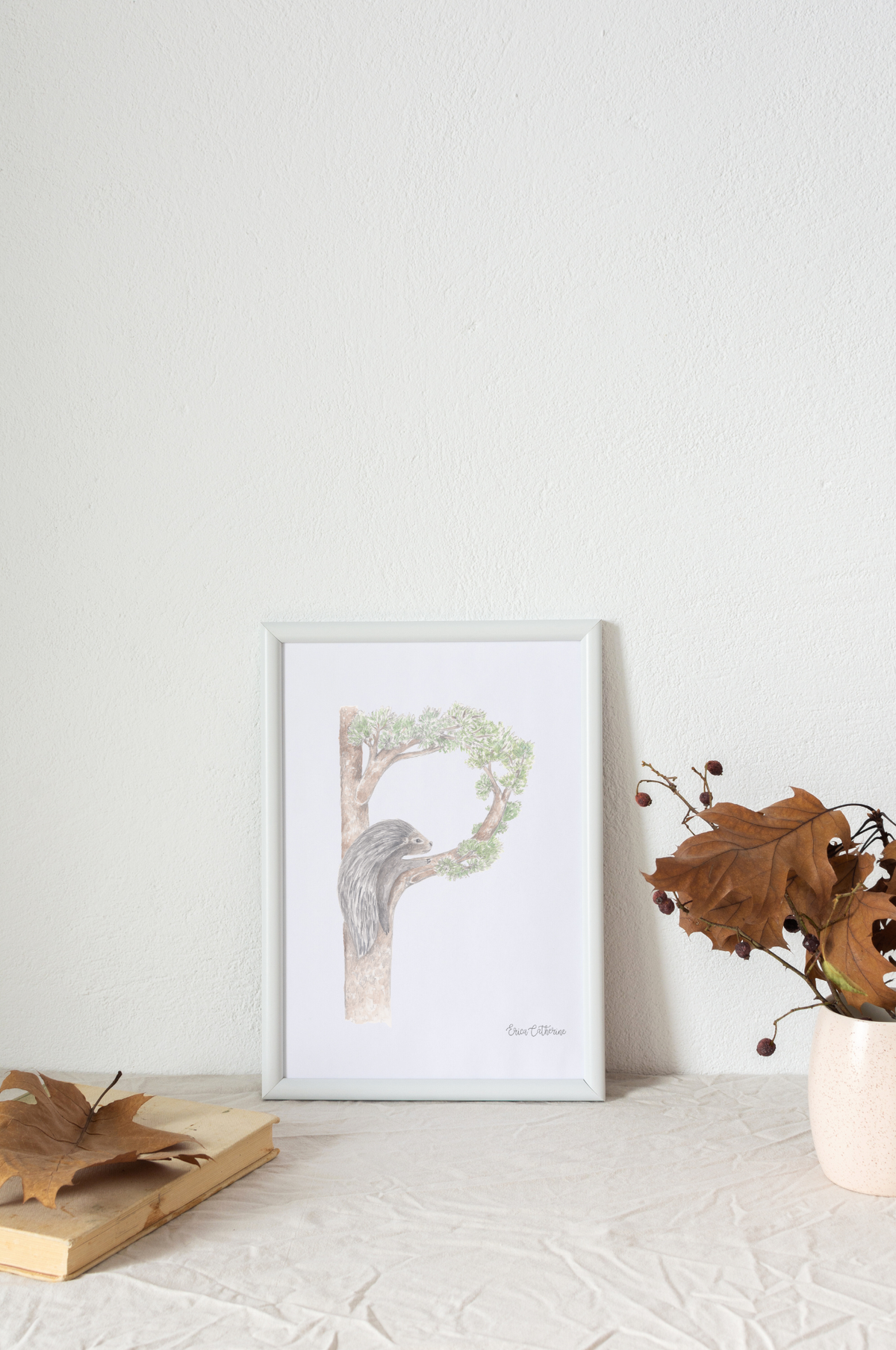 Letter P Woodland Alphabet Fine Art Print
