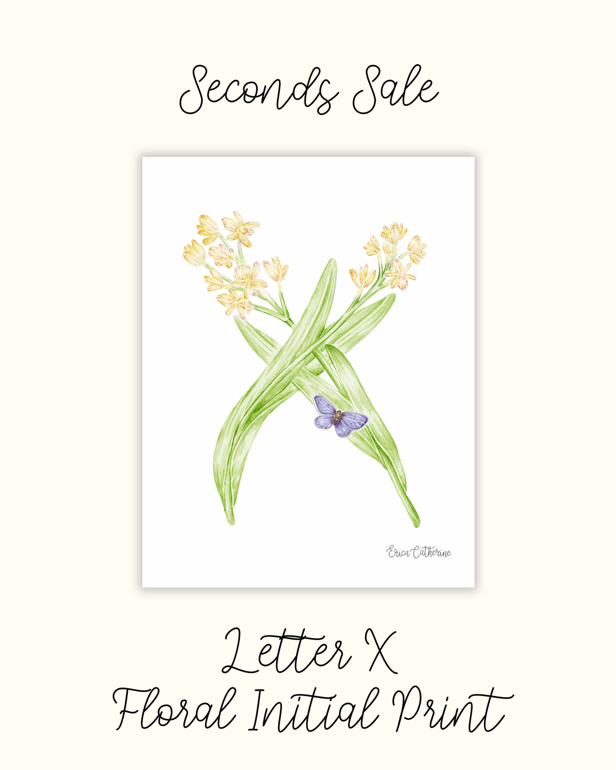 Letter X Floral Alphabet Print - Seconds Sale