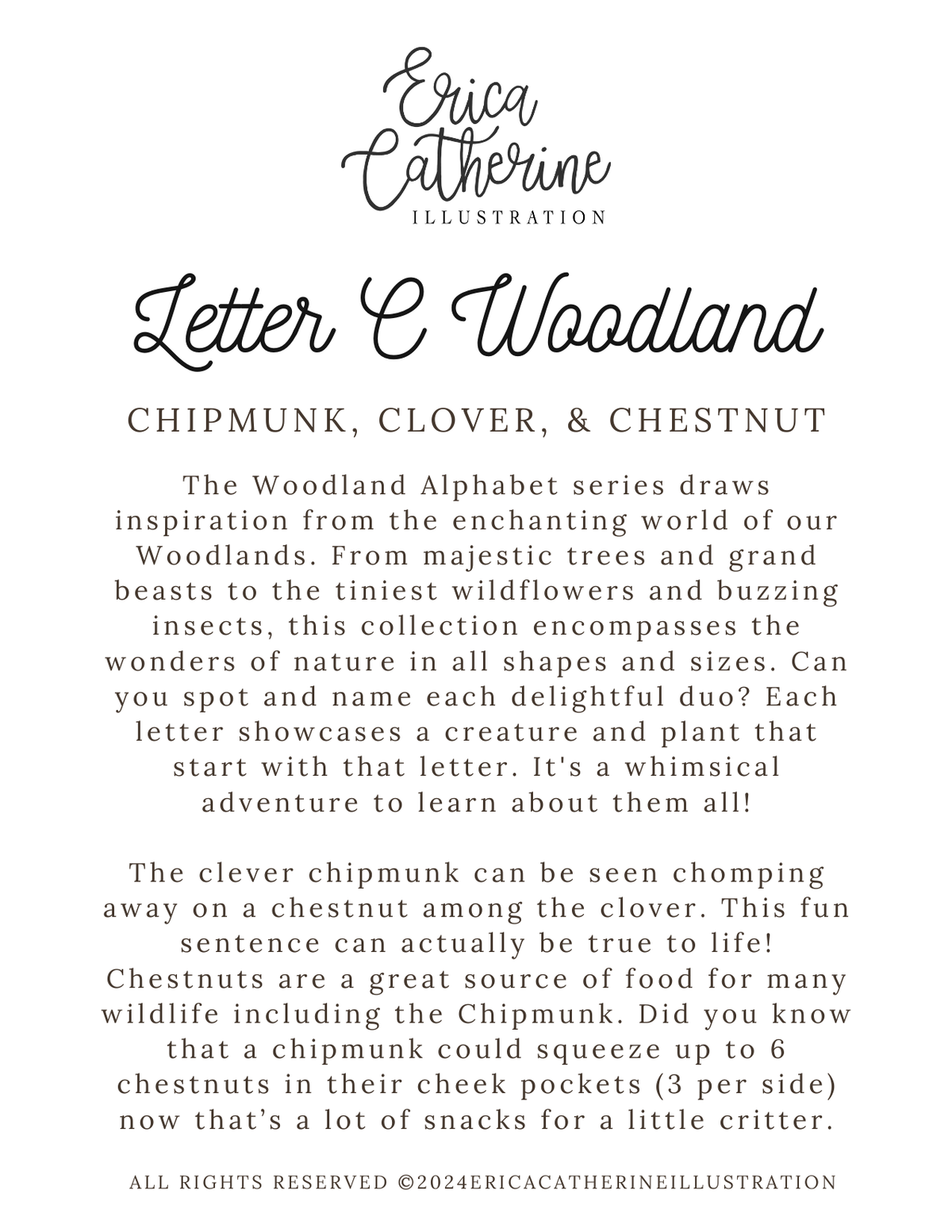 Letter C Woodland Alphabet Fine Art Print