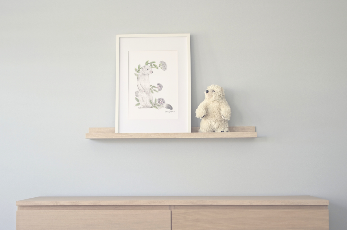 Letter E Woodland Alphabet Fine Art Print