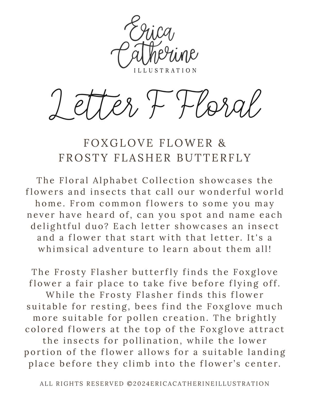 Letter F Floral Initial Print