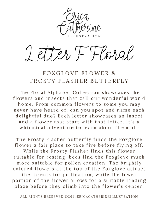 Letter F Floral Initial Print