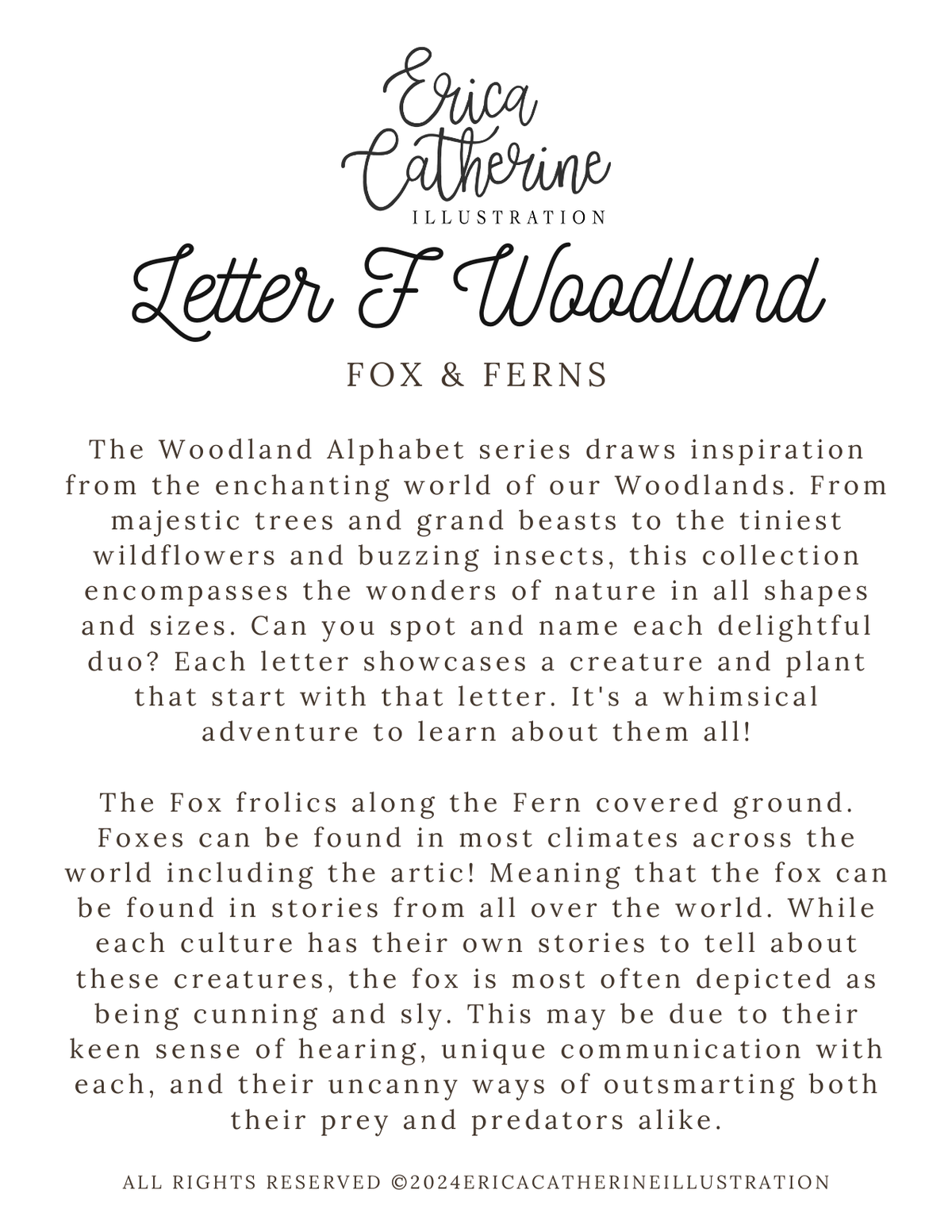 Letter F Woodland Alphabet Fine Art Print