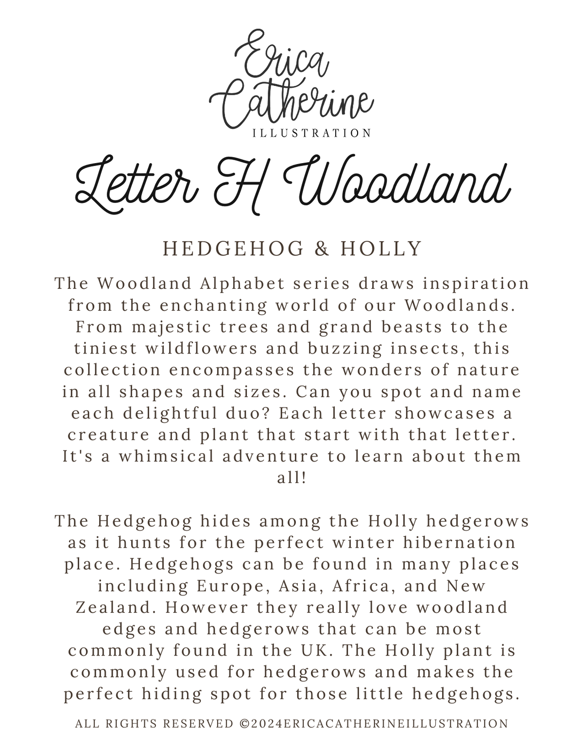 Letter H Woodland Fine Art Print