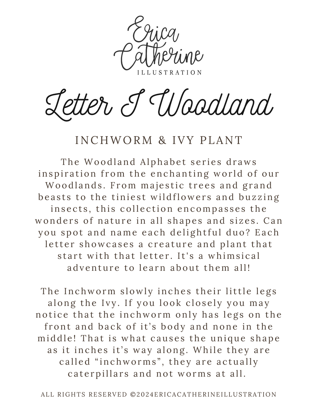 Letter I Woodland Alphabet Fine Art Print