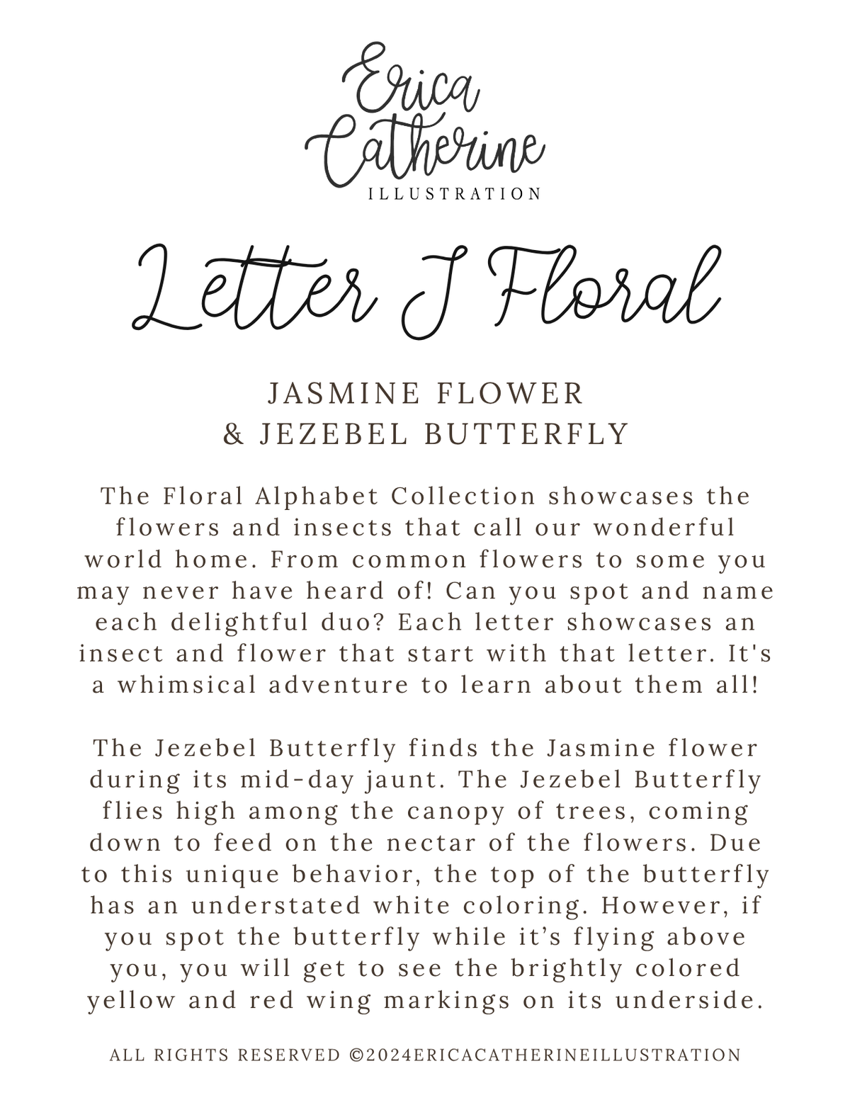 Letter J Floral Initial Art Print