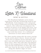Load image into Gallery viewer, Letter N Woodland Alphabet Fine Art Print