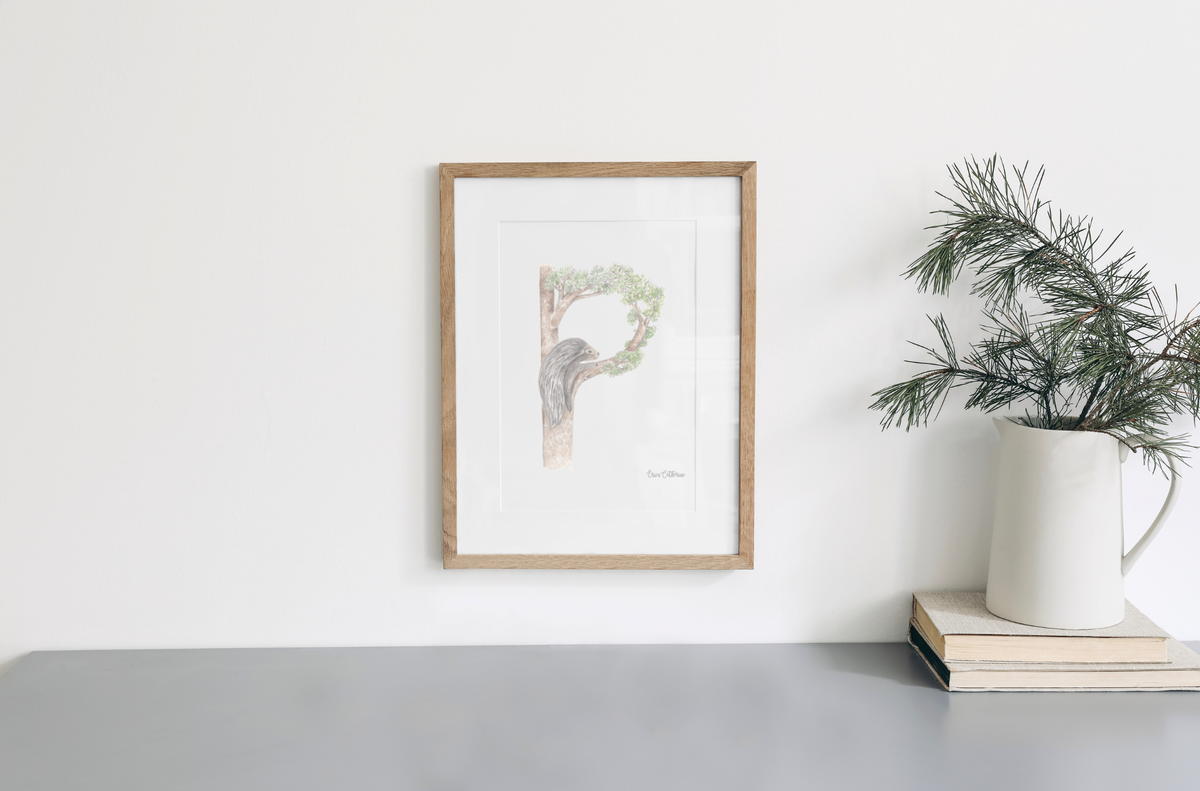 Letter P Woodland Alphabet Fine Art Print
