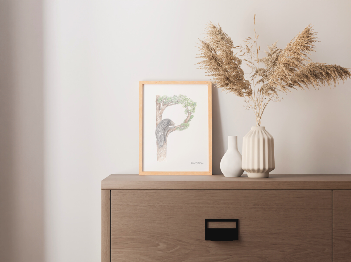 Letter P Woodland Alphabet Fine Art Print