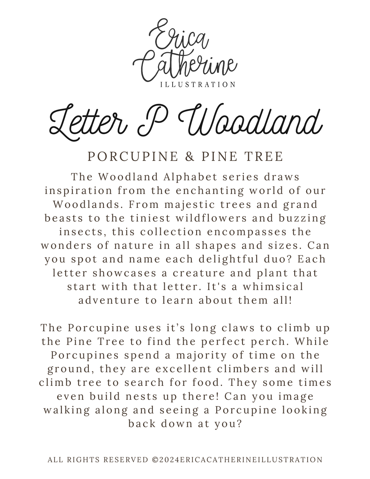 Letter P Woodland Alphabet Fine Art Print