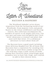 Load image into Gallery viewer, Letter R Woodland Alphabet Fine Art Print