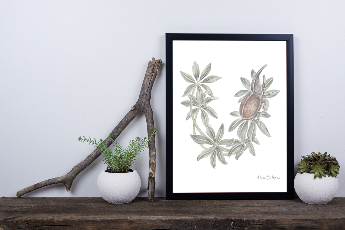 Letter U Woodland Alphabet Fine Art Print