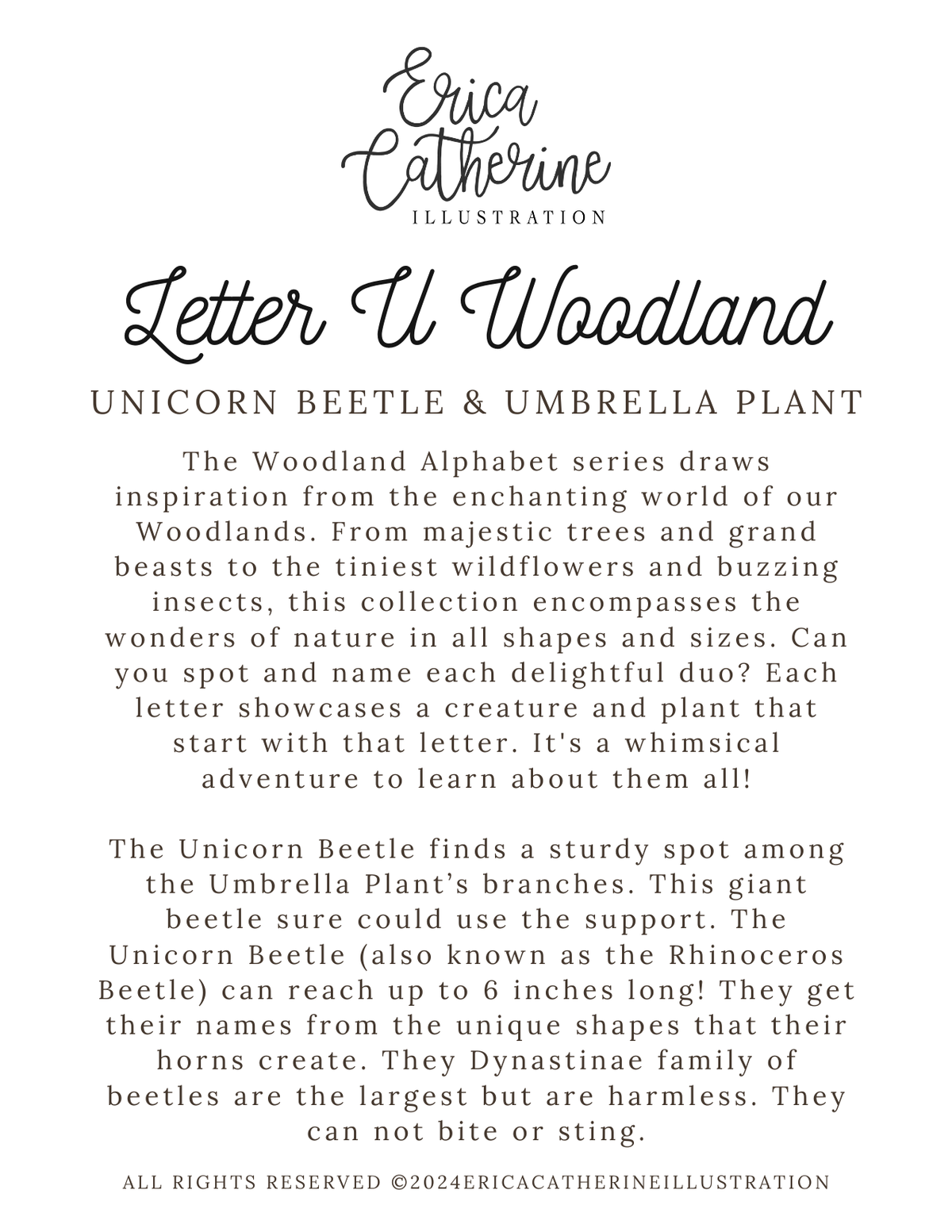 Letter U Woodland Alphabet Fine Art Print
