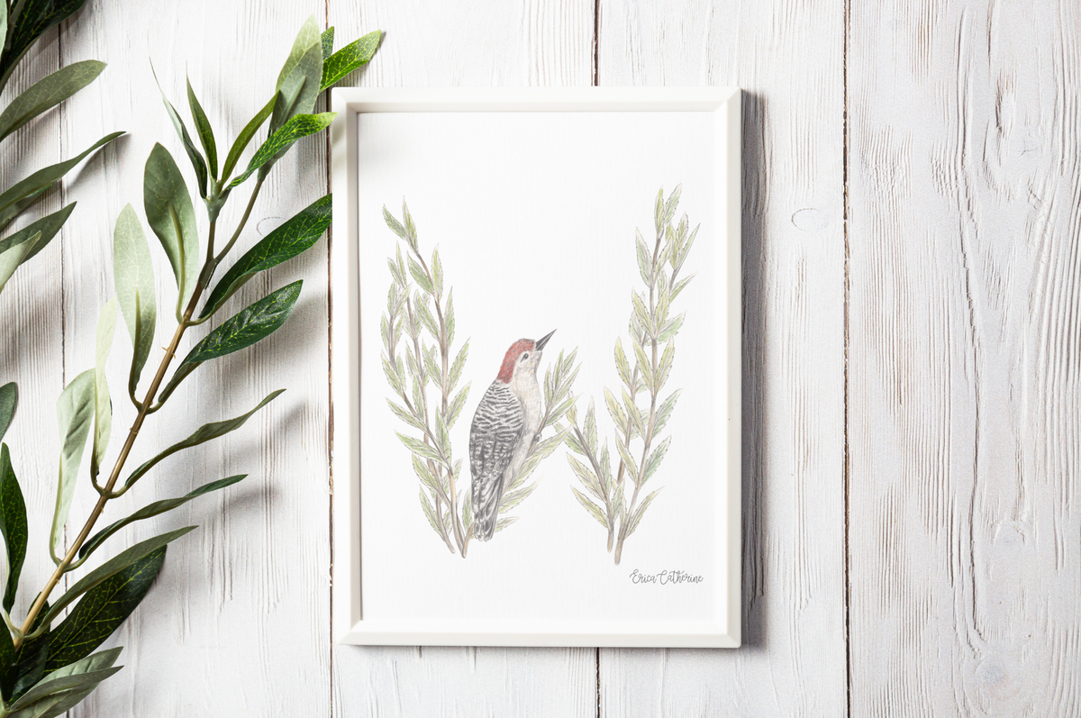 Letter W Woodland Alphabet Fine Art Print