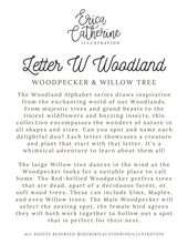 Load image into Gallery viewer, Letter W Woodland Alphabet Fine Art Print