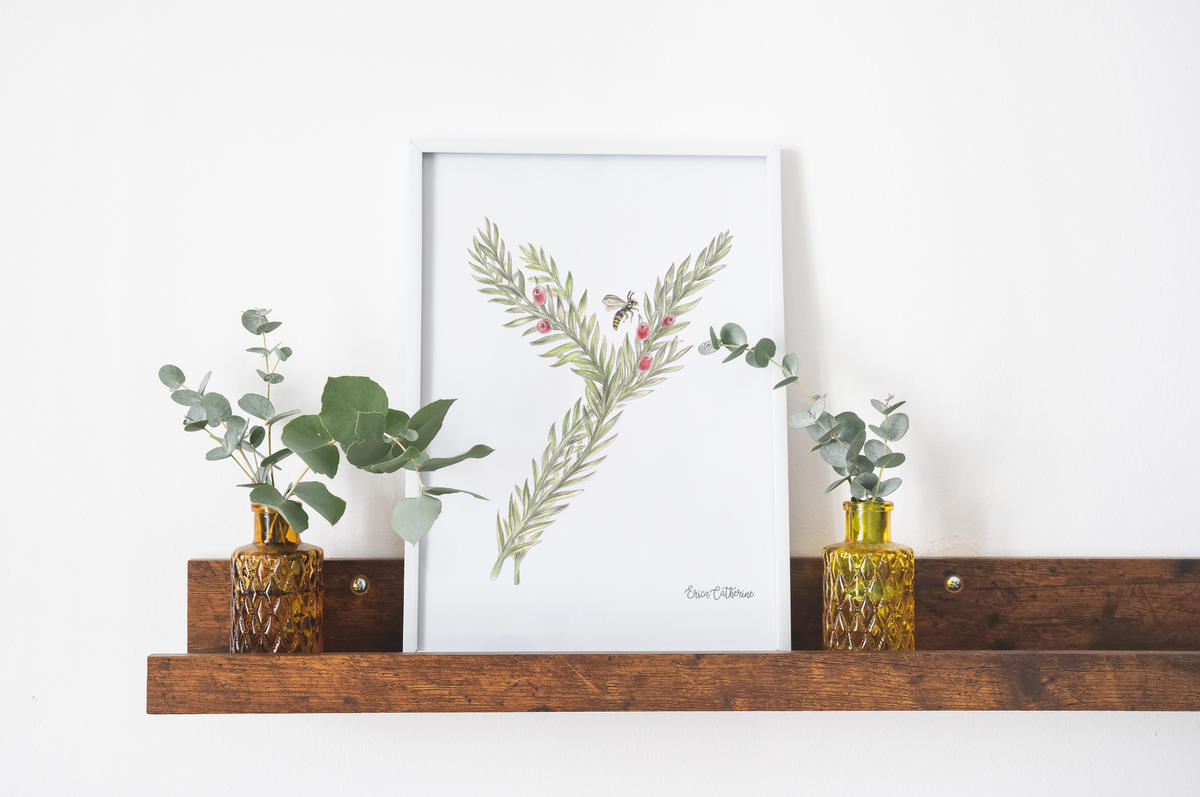 Letter Y Woodland Alphabet Fine Art Print
