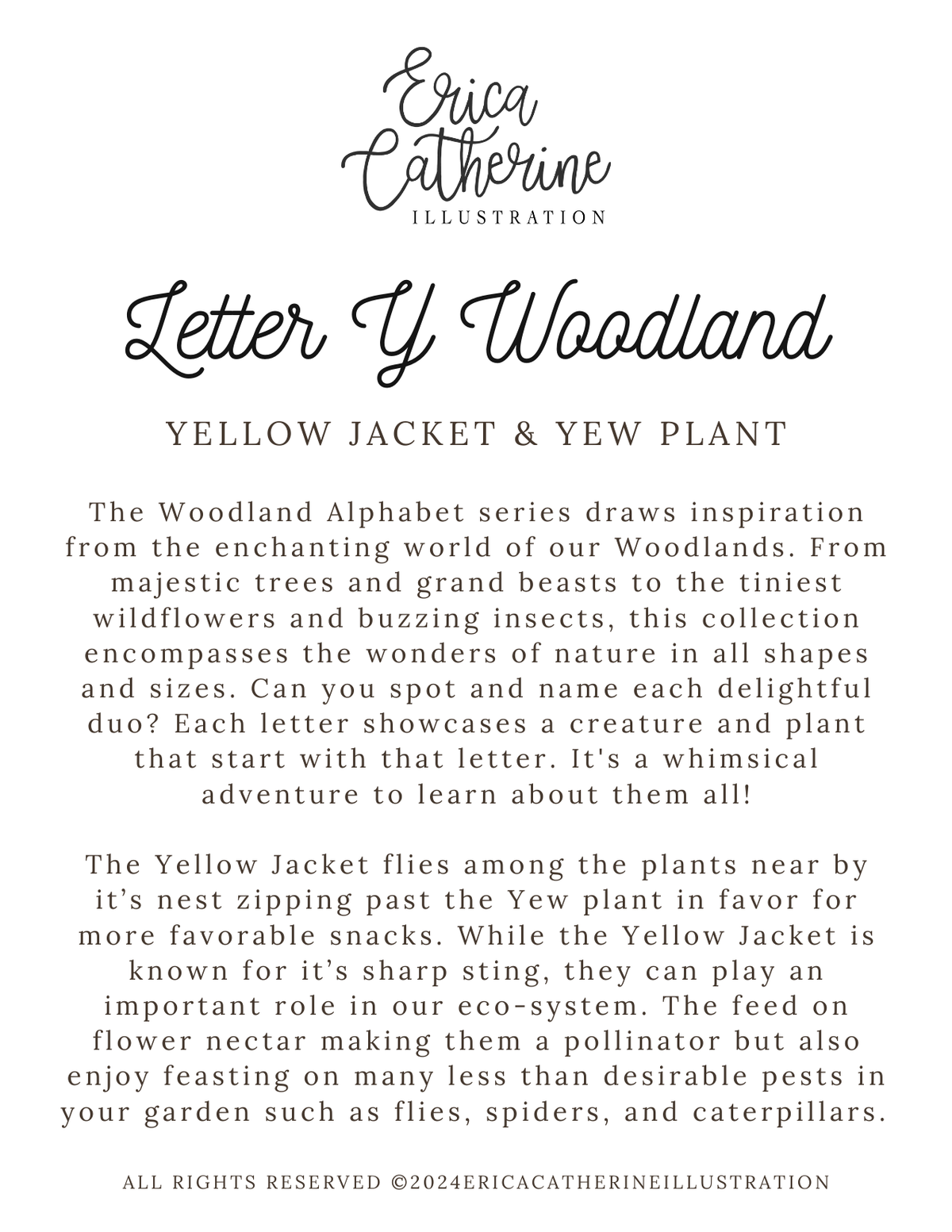 Letter Y Woodland Alphabet Fine Art Print