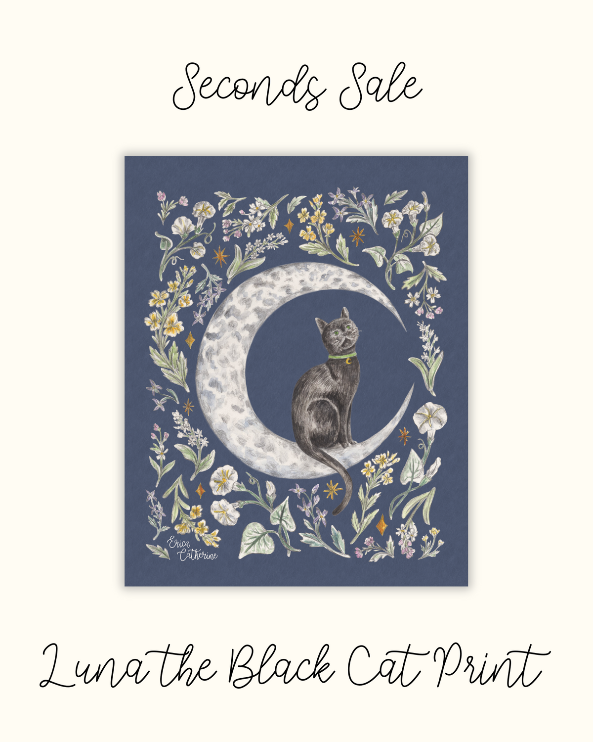 Luna the Black Cat Print - Seconds Sale
