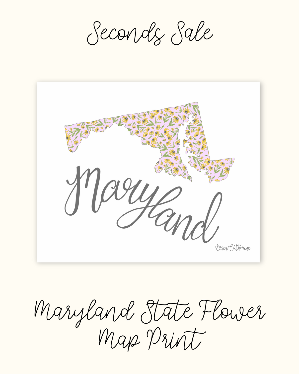 Maryland State Flower Map Print - Seconds Sale