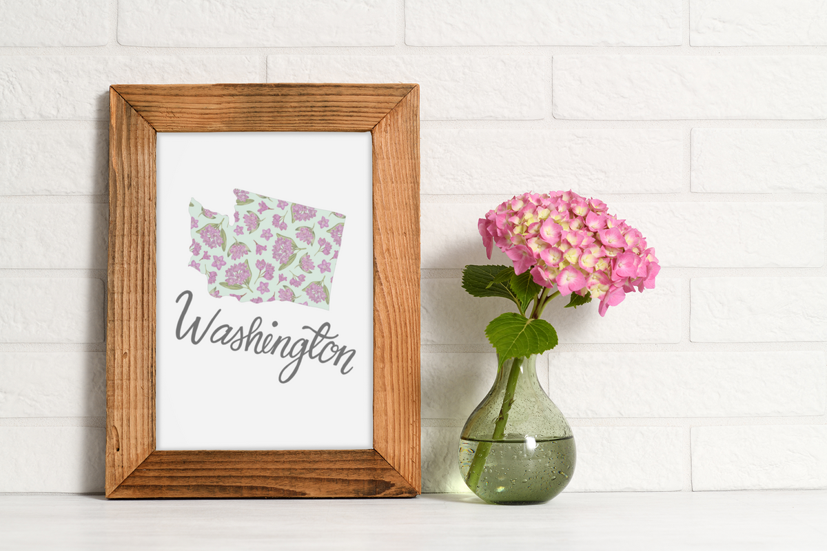 Washington State Map Art Print