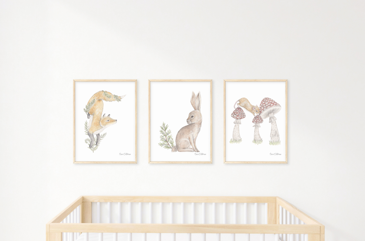 Letter F Woodland Alphabet Fine Art Print