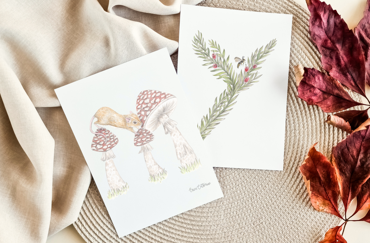 Letter M Woodland Alphabet Fine Art Print