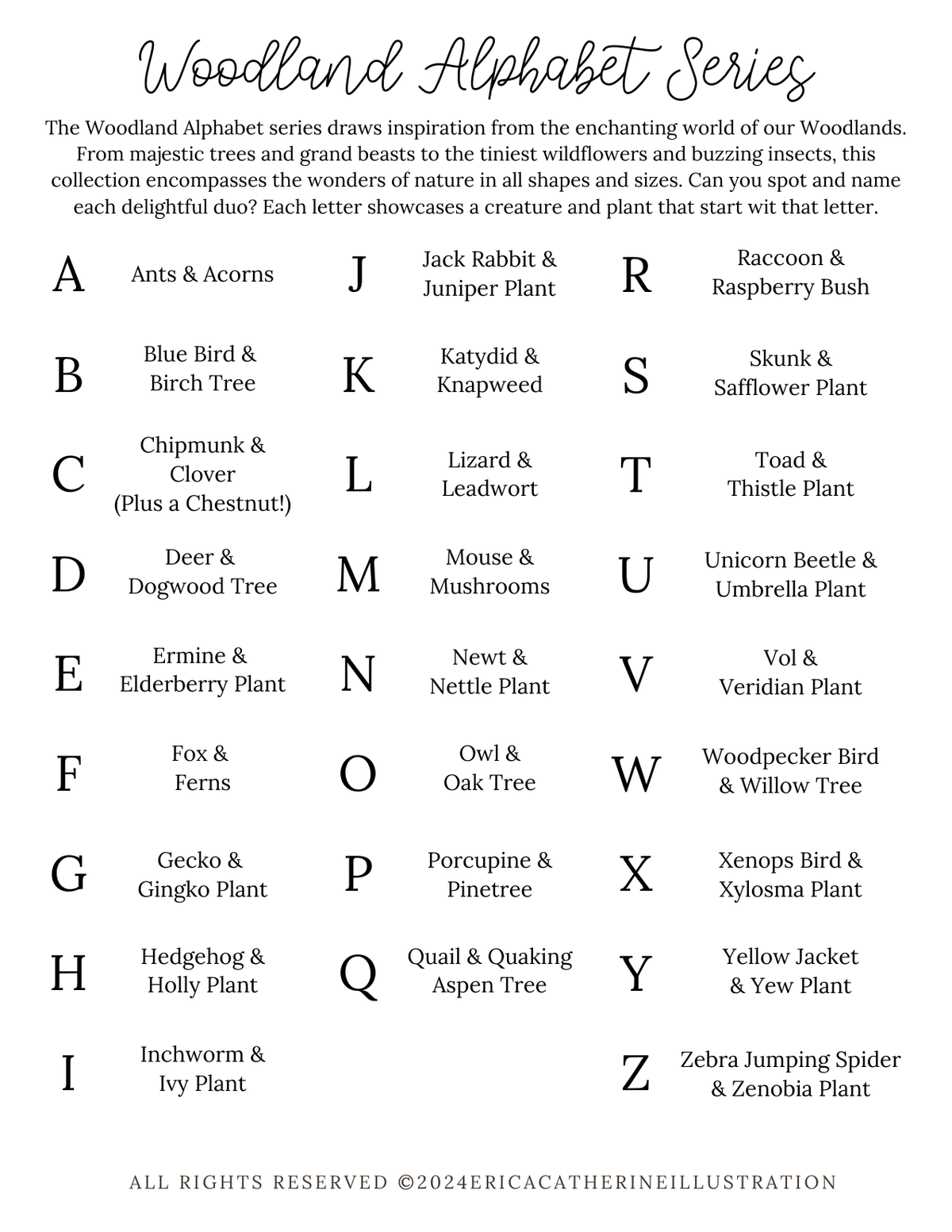Woodland Alphabet Fine Art Print