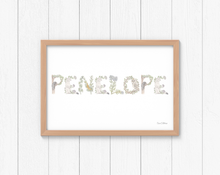 Load image into Gallery viewer, Custom Woodland Alphabet Name Fine Art Print