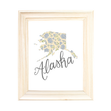 Load image into Gallery viewer, Alaska State Flower Map Art Print
