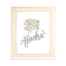 Load image into Gallery viewer, Alaska State Flower Map Art Print