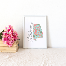 Load image into Gallery viewer, Alabama State Flower Map Art Print