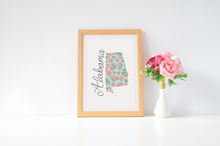 Load image into Gallery viewer, Alabama State Flower Map Art Print
