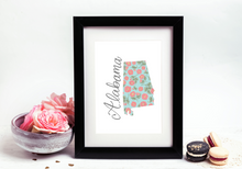 Load image into Gallery viewer, Alabama State Flower Map Art Print