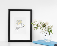 Load image into Gallery viewer, Alaska State Flower Map Art Print