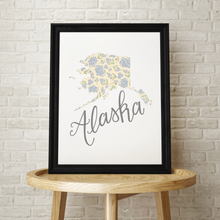 Load image into Gallery viewer, Alaska State Flower Map Art Print
