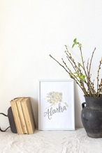 Load image into Gallery viewer, Alaska State Flower Map Art Print