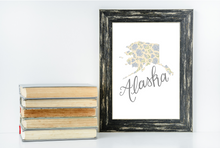 Load image into Gallery viewer, Alaska State Flower Map Art Print