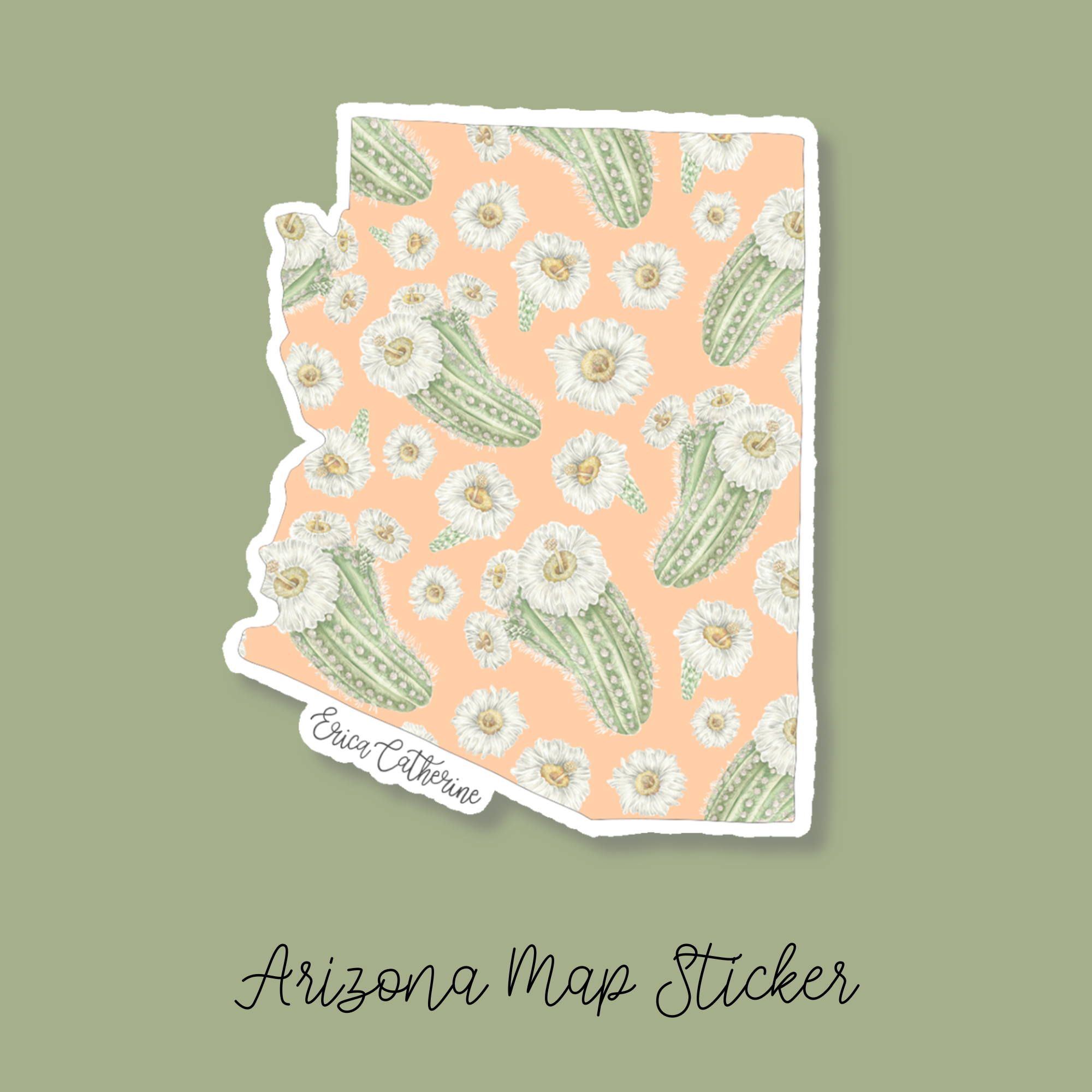 Arizona State Flower Map Vinyl Sticker – Erica Catherine