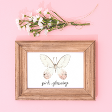 Load image into Gallery viewer, Pink Glasswing Butterfly Art Print